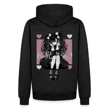 Gothic Maid Anime Harajuku Yami Kawaii Aesthetic - Männer Premium Bio Hoodie - Schwarz - Hinten - Nico (187cm)