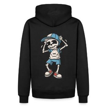 Drôle Squelette Crâne Danse Halloween - Sweat à capuche Premium bio Homme - noir - Dos - Nico (187cm)