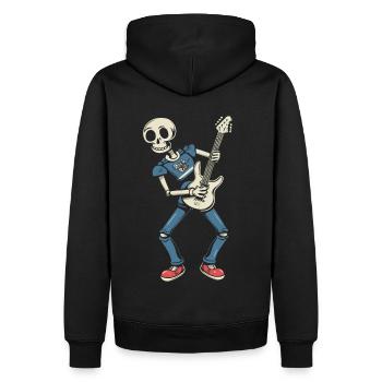 Lustiges Skelett Totenkopf Gitarrist Halloween - Männer Premium Bio Hoodie - Schwarz - Hinten - Nico (187cm)