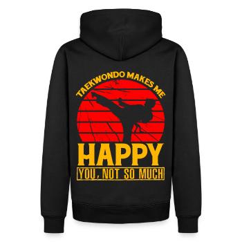 Le taekwondo me rend heureux toi, pas tellement - Sweat à capuche Premium bio Homme - noir - Dos - Nico (187cm)