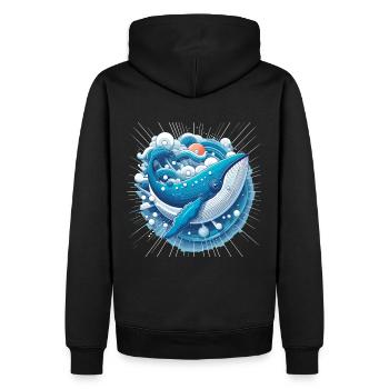Blauwal - Männer Premium Bio Hoodie - Schwarz - Hinten - Nico (187cm)