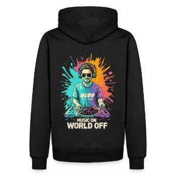 DJ Music On World Off Disc-Jockeys - Männer Premium Bio Hoodie - Schwarz - Hinten - Nico (187cm)