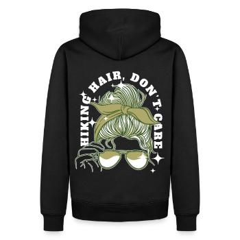 Funny Hiking Messy Bun Hiker Mountain Camping Adve - Männer Premium Bio Hoodie - Schwarz - Hinten - Nico (187cm)