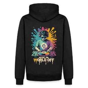 DJ Music On World Off Disc-Jockeys - Männer Premium Bio Hoodie - Schwarz - Hinten - Nico (187cm)