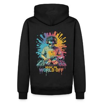 DJ Music On World Off Disc-Jockeys - Männer Premium Bio Hoodie - Schwarz - Hinten - Nico (187cm)