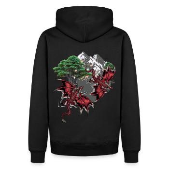Fantasy Drachen Figur Magie Märchen Märchenfigur - Männer Premium Bio Hoodie - Schwarz - Hinten - Nico (187cm)