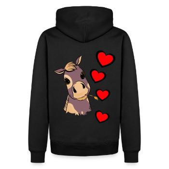 Fohlen Baby Pferd Herz Kind Geburtstagsgeschenk - Männer Premium Bio Hoodie - Schwarz - Hinten - Nico (187cm)