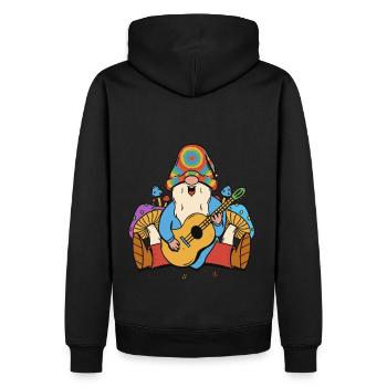 Hippie Gnome Nain Champignons Extase Guitare Musique - Sweat à capuche Premium bio Homme - noir - Dos - Nico (187cm)