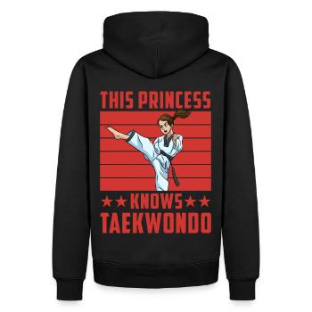 This Princess knows Taekwondo - Men’s Premium Organic Hoodie - black - Back - Nico (187cm)