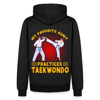 Meine Lieblingstante trainiert Taekwondo - Männer Premium Bio Hoodie - Schwarz - Hinten - Nico (187cm)