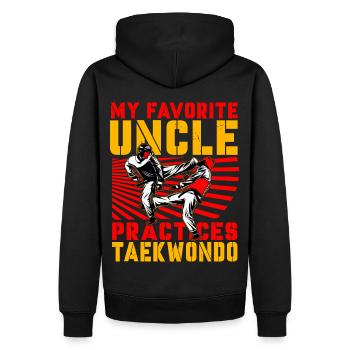 Mein Lieblingsonkel trainiert Taekwondo - Männer Premium Bio Hoodie - Schwarz - Hinten - Nico (187cm)