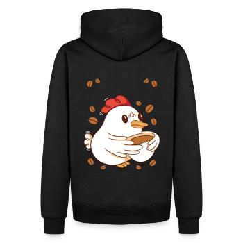 Kaffe Pause Koffein Huhn Frühstück Frühaufsteher - Männer Premium Bio Hoodie - Schwarz - Hinten - Nico (187cm)