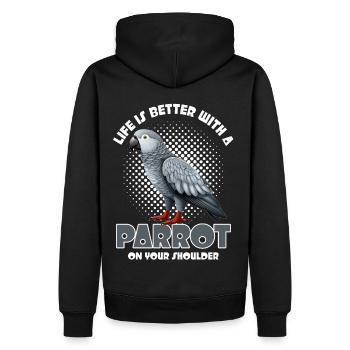 Life's Better With A Parrot African Gray Funny Bir - Männer Premium Bio Hoodie - Schwarz - Hinten - Nico (187cm)
