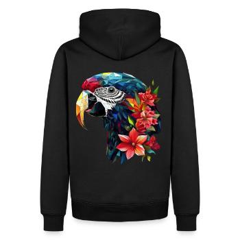 Floral Geometric Macaw Parrot Bird Pet Lover - Männer Premium Bio Hoodie - Schwarz - Hinten - Nico (187cm)