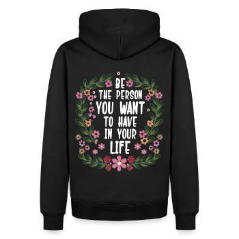 Floral Inspirational Life Quotes Positive Thinking - Männer Premium Bio Hoodie - Schwarz - Hinten - Nico (187cm)