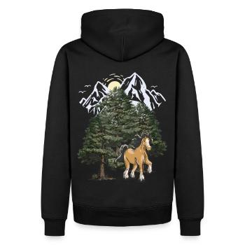 Gebirge Berge Pferd Schwarzwald Tirol Alpen - Männer Premium Bio Hoodie - Schwarz - Hinten - Nico (187cm)