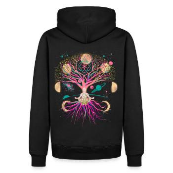 Moon Tree Meditation Meditate Universe Fantasy - Men’s Premium Organic Hoodie - black - Back - Nico (187cm)