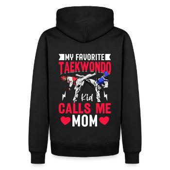Mein Lieblings-Taekwondo-Kind nennt mich Mama - Männer Premium Bio Hoodie - Schwarz - Hinten - Nico (187cm)