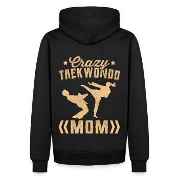 Maman folle de taekwondo - Sweat à capuche Premium bio Homme - noir - Dos - Nico (187cm)