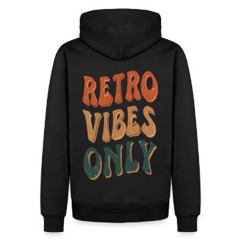 Retro Vibes Only Vintage Groovy Aesthetic Classic - Männer Premium Bio Hoodie - Schwarz - Hinten - Nico (187cm)