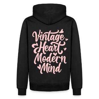 Vintage Heart Modern Mind Kawaii Groovy Retro Aest - Männer Premium Bio Hoodie - Schwarz - Hinten - Nico (187cm)
