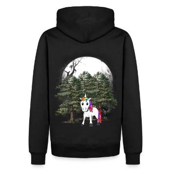 Einhorn Waldbewohner Fabel Fabeltiere Wald Natur - Männer Premium Bio Hoodie - Schwarz - Hinten - Nico (187cm)