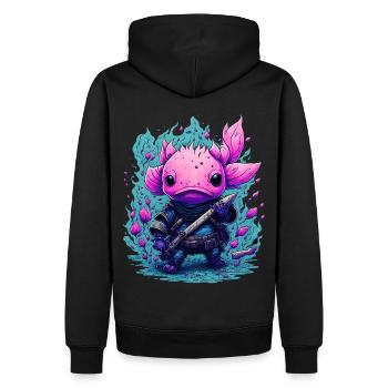 Axolotl - Männer Premium Bio Hoodie - Schwarz - Hinten - Nico (187cm)