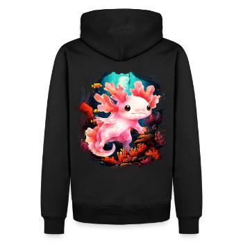 Axolotl - Männer Premium Bio Hoodie - Schwarz - Hinten - Nico (187cm)