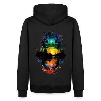 Axolotl - Männer Premium Bio Hoodie - Schwarz - Hinten - Nico (187cm)