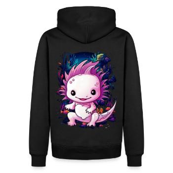 Axolotl - Männer Premium Bio Hoodie - Schwarz - Hinten - Nico (187cm)