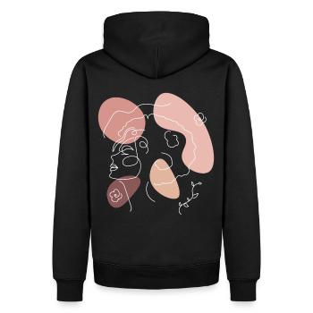 Afro Line Art Woman Face Abstract Minimalist Aesth - Männer Premium Bio Hoodie - Schwarz - Hinten - Nico (187cm)