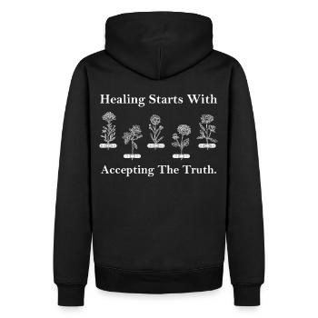 Positive Mindfulness Floral Line Art Minimalist Ae - Männer Premium Bio Hoodie - Schwarz - Hinten - Nico (187cm)