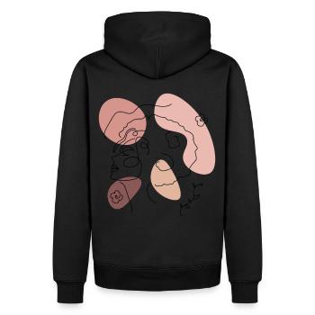 Afro Line Art Woman Face Abstract Minimalist Aesth - Männer Premium Bio Hoodie - Schwarz - Hinten - Nico (187cm)