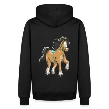 cheval, équitation, cavalier, cavalier, enfant, poney, cheval, cheval - Sweat à capuche Premium bio Homme - noir - Dos - Nico (187cm)