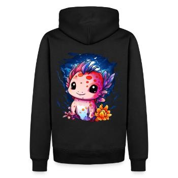 Axolotl - Männer Premium Bio Hoodie - Schwarz - Hinten - Nico (187cm)