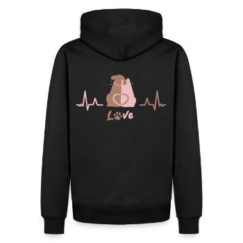 Cute Cat And Dog Hugging Heartbeat Pet Owner - Männer Premium Bio Hoodie - Schwarz - Hinten - Nico (187cm)