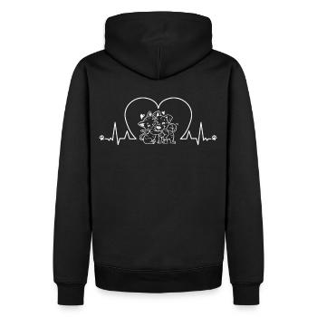 Cute Cat Dog Hugging Heartbeat Pet Lover - Männer Premium Bio Hoodie - Schwarz - Hinten - Nico (187cm)