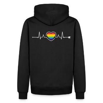 LGBT Heartbeat Rainbow Flag Gay Pride Heart Rate L - Männer Premium Bio Hoodie - Schwarz - Hinten - Nico (187cm)