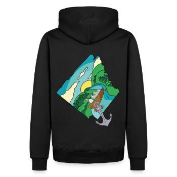 Oma Huhn Boot Bach runter Fantasy Geflügel Ausflug - Männer Premium Bio Hoodie - Schwarz - Hinten - Nico (187cm)