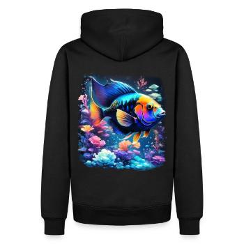 Skalar - Männer Premium Bio Hoodie - Schwarz - Hinten - Nico (187cm)