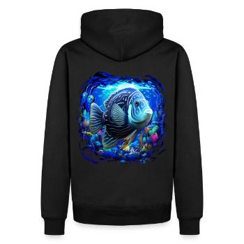 Skalar - Männer Premium Bio Hoodie - Schwarz - Hinten - Nico (187cm)