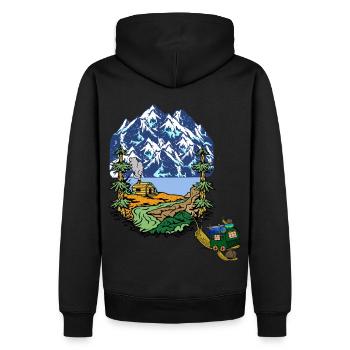 Alpes Vacances Escargot Caravane Familiale Camping - Sweat à capuche Premium bio Homme - noir - Dos - Nico (187cm)