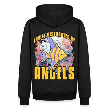 Facilement distrait par les anges - Sweat à capuche Premium bio Homme - noir - Dos - Nico (187cm)