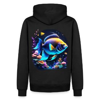 Skalar - Männer Premium Bio Hoodie - Schwarz - Hinten - Nico (187cm)