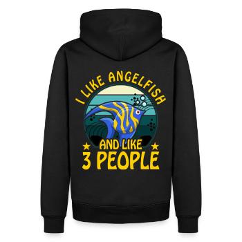 J’aime le poisson-ange et j’aime 3 personnes - Sweat à capuche Premium bio Homme - noir - Dos - Nico (187cm)