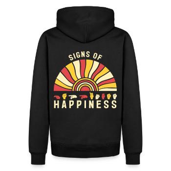 Boho Rainbow ASL Fingerspelling Sign Language - Männer Premium Bio Hoodie - Schwarz - Hinten - Nico (187cm)