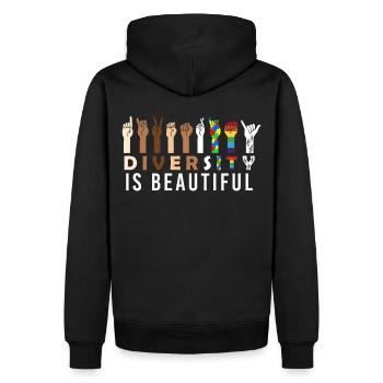 Diversity Is Beautiful Positivity ASL Sign Languag - Männer Premium Bio Hoodie - Schwarz - Hinten - Nico (187cm)