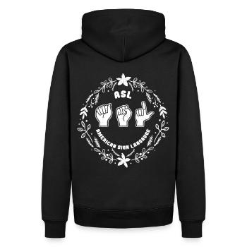 American Sign Language Floral ASL Fingerspelling - Männer Premium Bio Hoodie - Schwarz - Hinten - Nico (187cm)