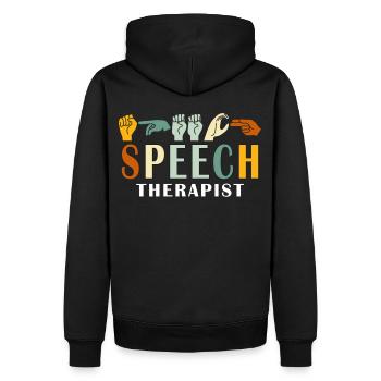 Speech Therapist American Sign Language Retro - Männer Premium Bio Hoodie - Schwarz - Hinten - Nico (187cm)