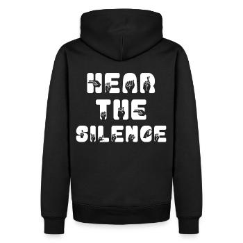 Hear The Silence Funny Sign Language ASL - Männer Premium Bio Hoodie - Schwarz - Hinten - Nico (187cm)